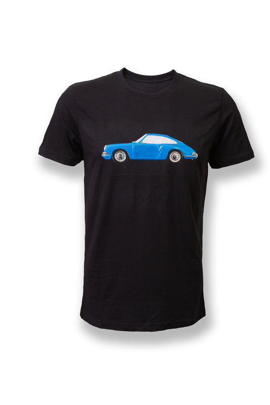 T-Sirt Schwarz Motiv Porsche 911 Coupe Blau