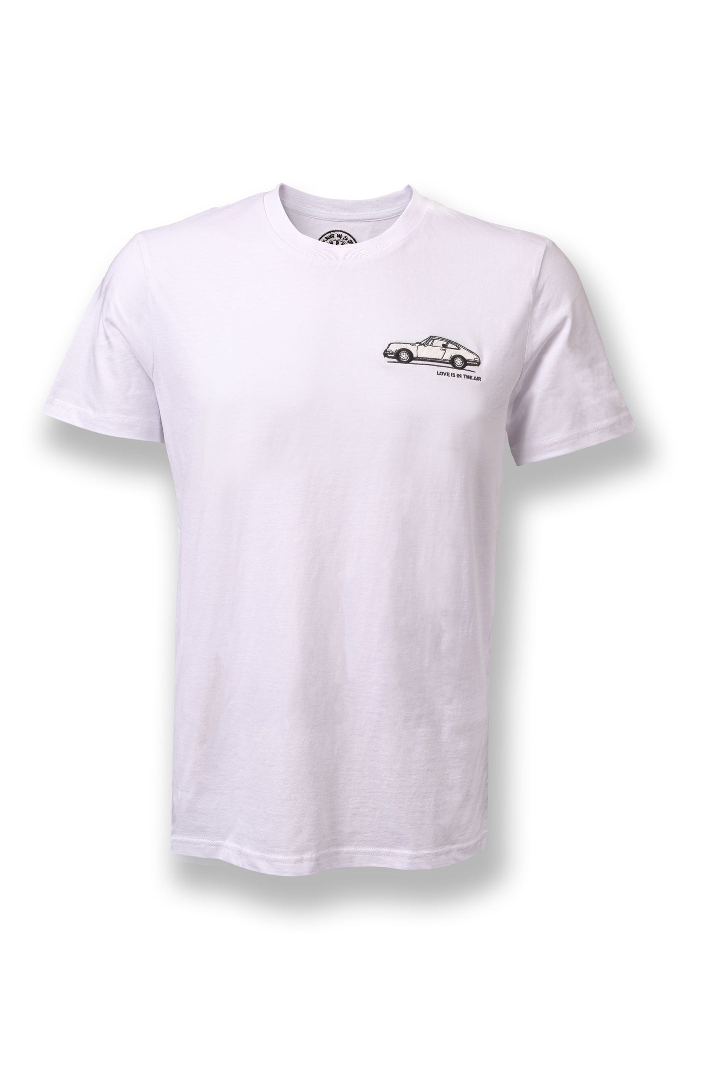 T-shirt white with embroidered Porsche 911 motif