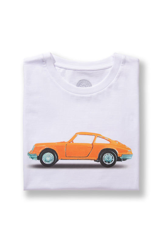 T-Shirt Weiß Motiv Porsche 911 Orange