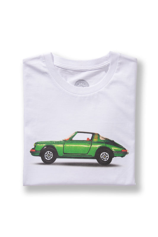 T-Shirt Weiß Motiv Porsche 911 Targa Grün