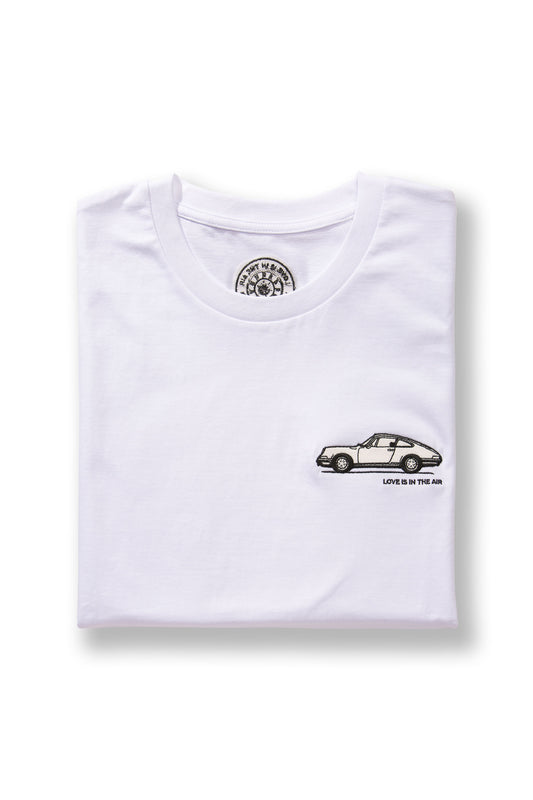 T-shirt white with embroidered Porsche 911 motif