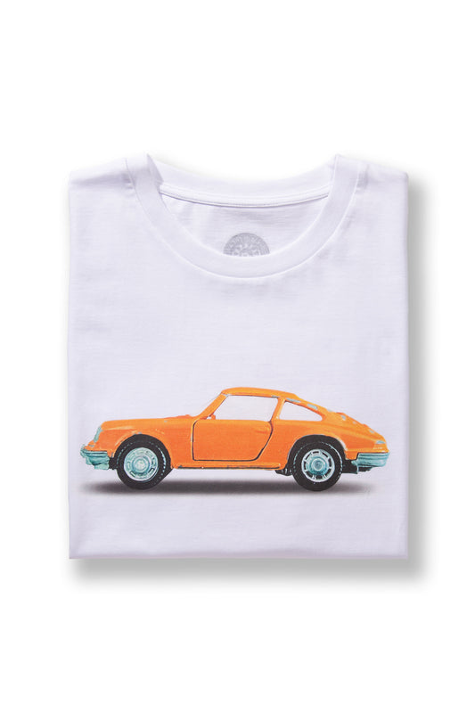 T-Shirt White Motif Porsche 911 Orange