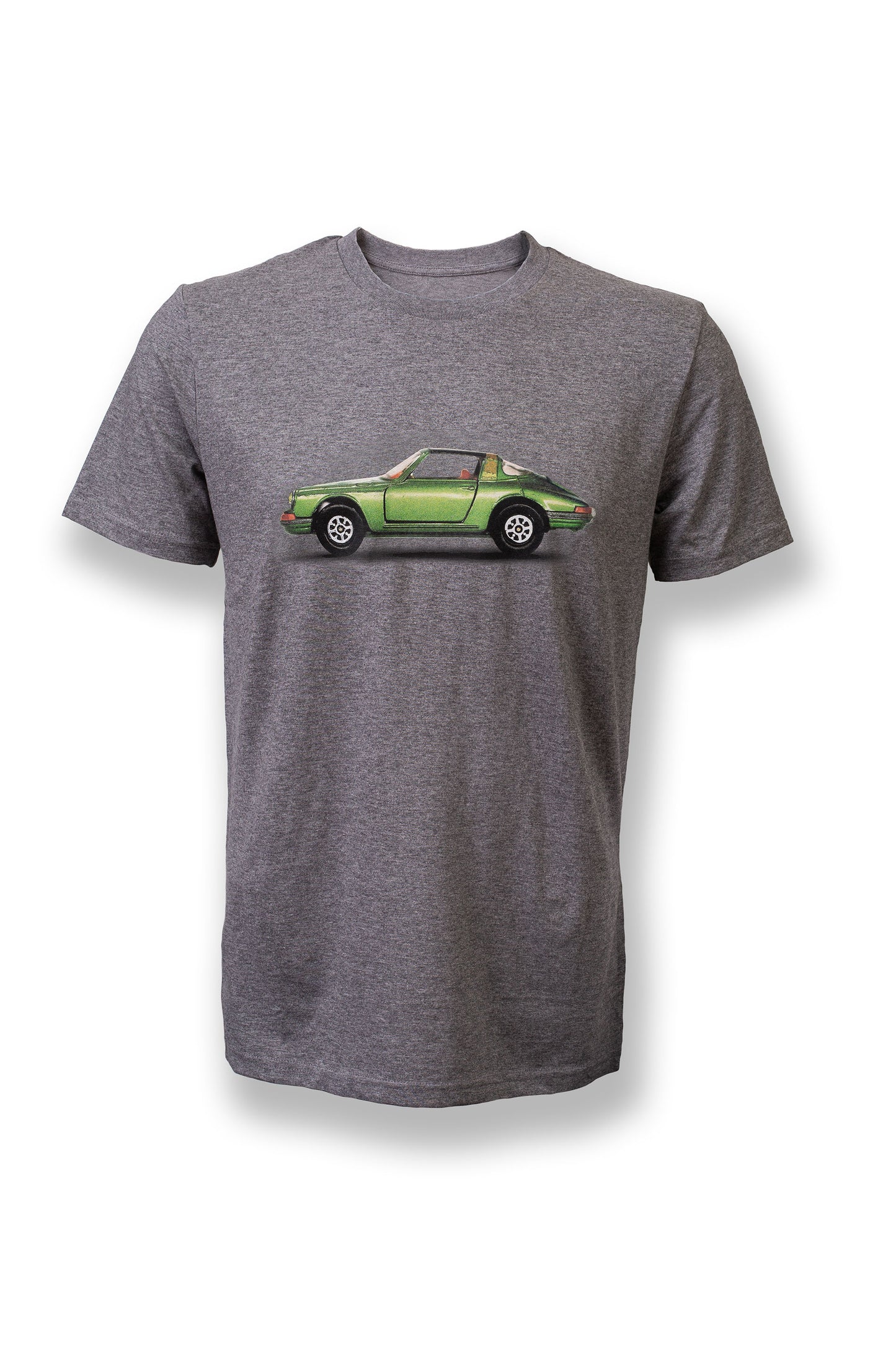 T-Shirt Grau Motiv Porsche 911 Targa Grün